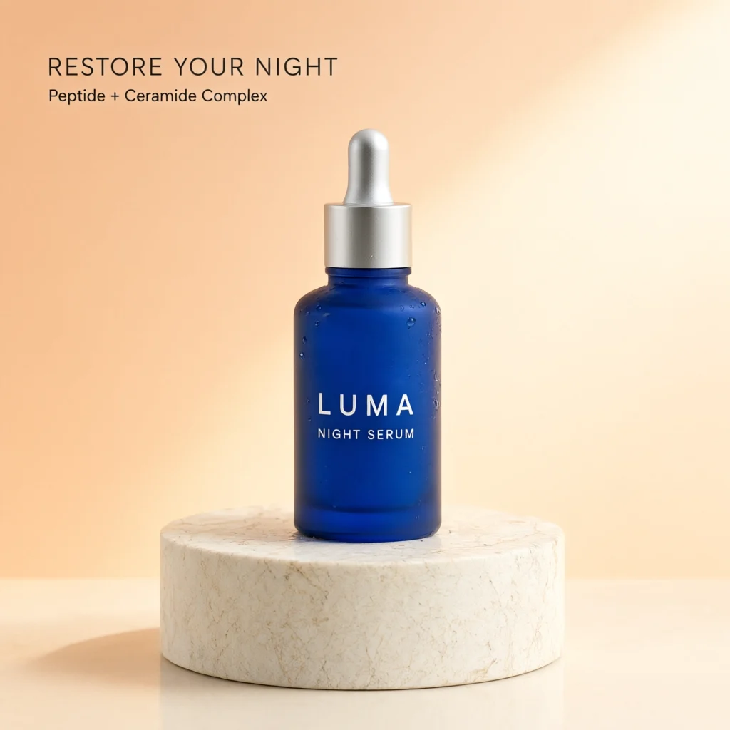 Qwen Image 3 Pro: actual LUMA Night Serum product-ad output